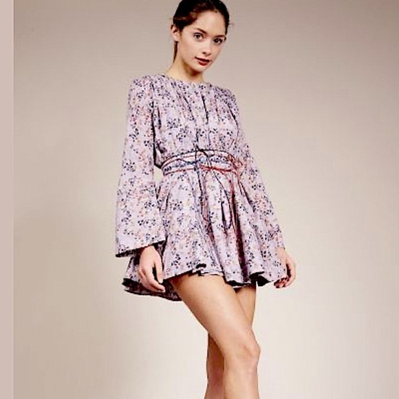 Elliette Tate Silk Cotton Mini Dress New Ditsy Floral Feminine Romantic Party - Picture 6 of 17